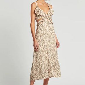 SIR THE LABEL Alba Cutout Printed Stretch-Cotton Midi Dress